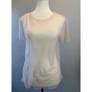 Victoria’s Secret Pink Mesh Shirt Medium Swiss Dot Lace Balletcore Coquette Soft